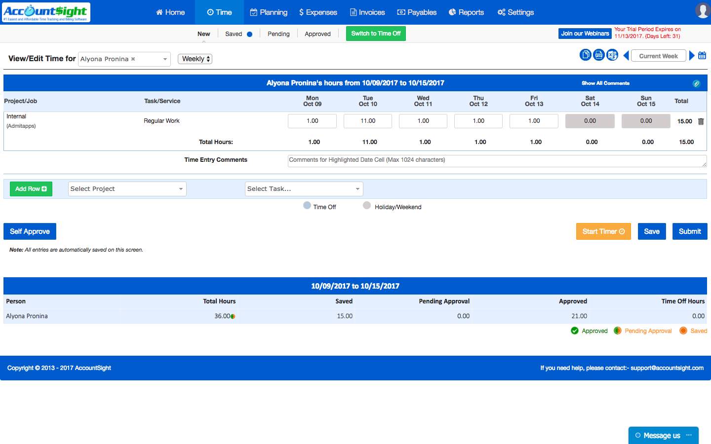 Скриншот (снимок экрана) AccountSight
