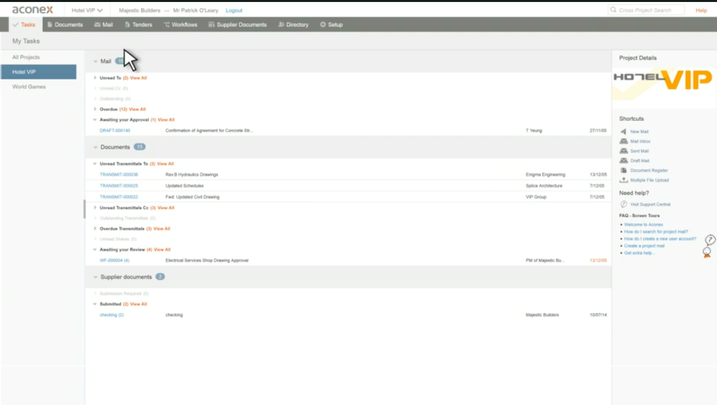 Скриншот (снимок экрана) Aconex