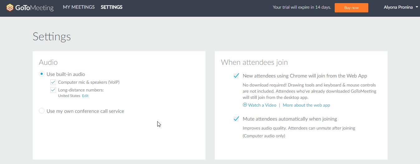 Скриншот (снимок экрана) GoToMeeting