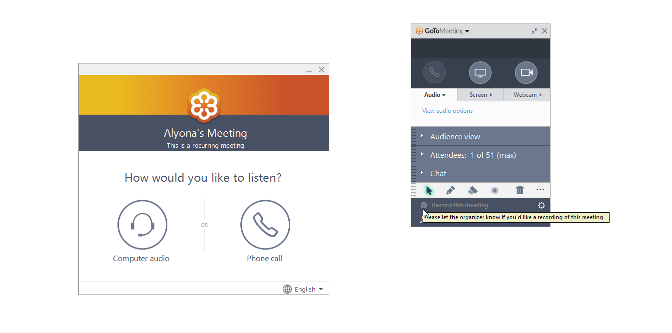 Скриншот (снимок экрана) GoToMeeting