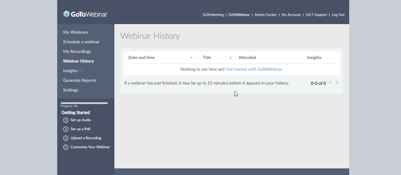 Скриншот (снимок экрана) GoToWebinar