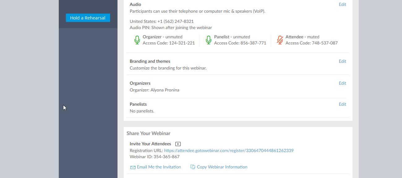 Скриншот (снимок экрана) GoToWebinar