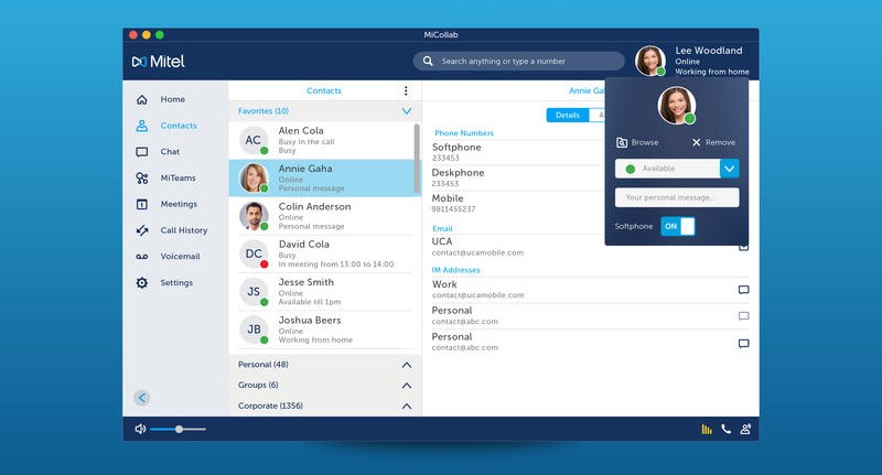 Скриншот (снимок экрана) MiCollab