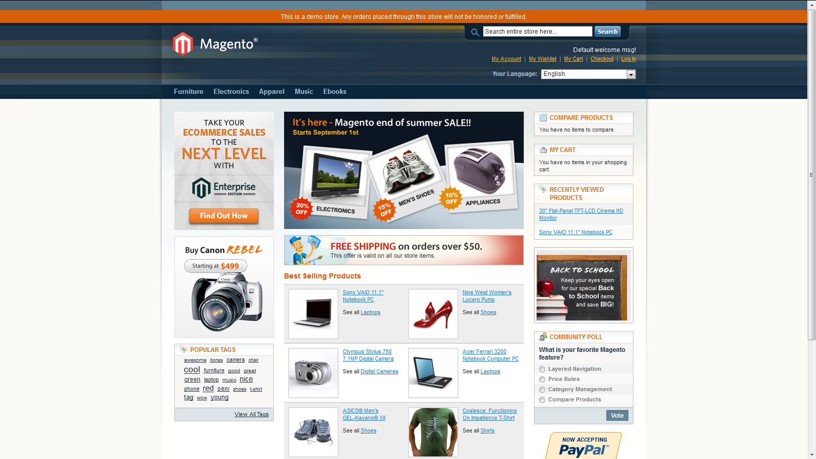 Скриншот (снимок экрана) Magento