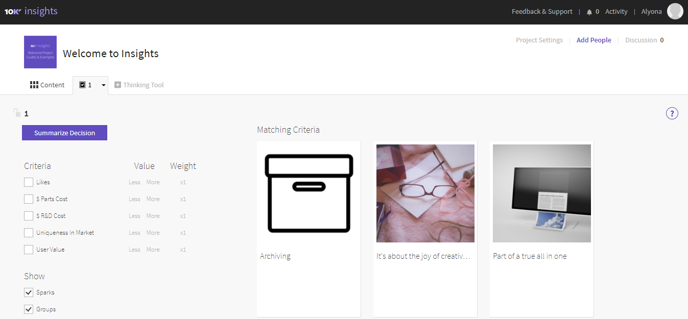 Скриншот (снимок экрана) 10,000ft Insights