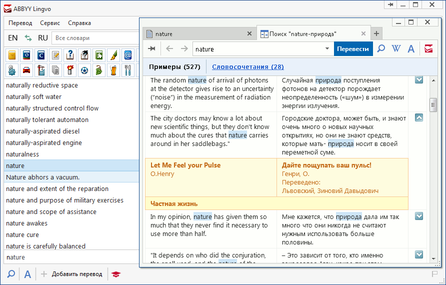 Скриншот (снимок экрана) ABBYY Lingvo