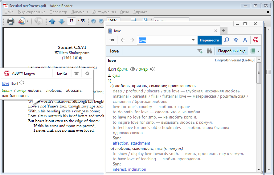 Скриншот (снимок экрана) ABBYY Lingvo