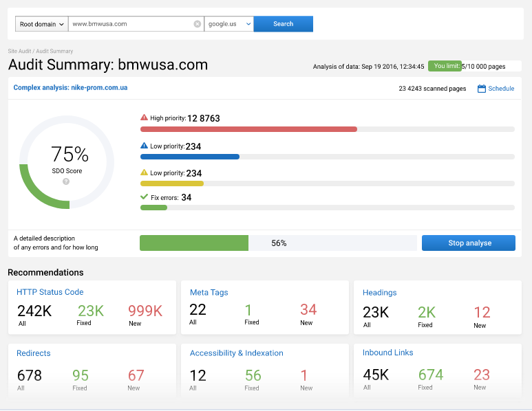 Скриншот (снимок экрана) Serpstat