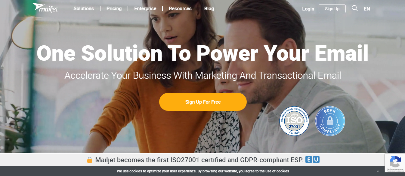 Скриншот (снимок экрана) Mailjet