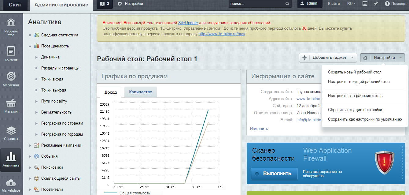 Скриншот (снимок экрана) 1C-Битрикс