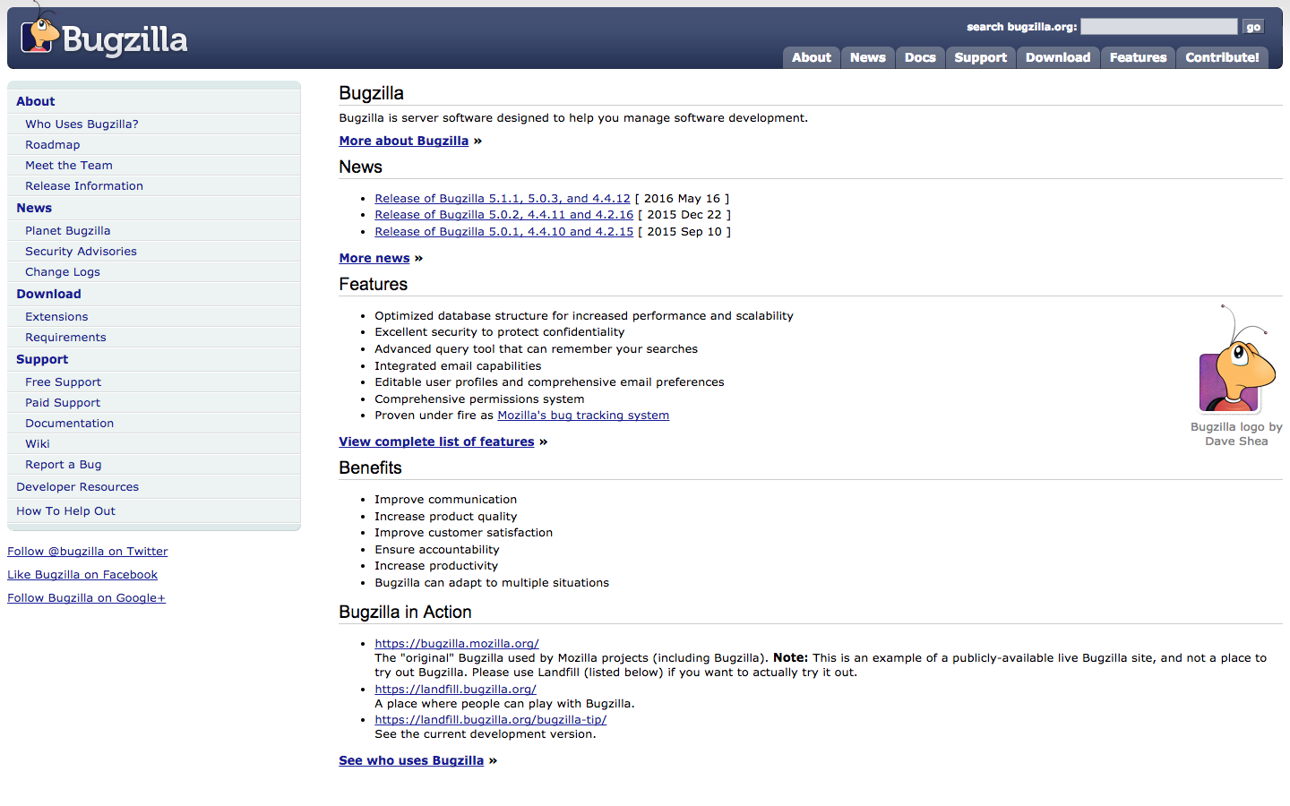 Скриншот (снимок экрана) Bugzilla