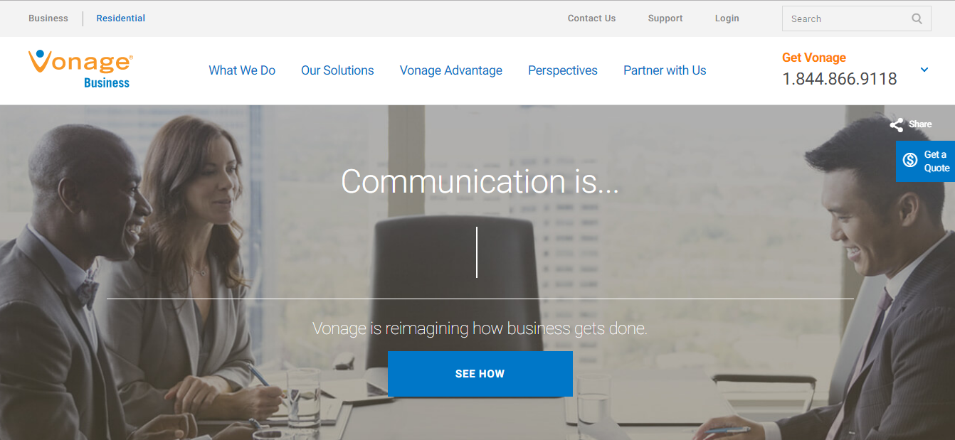 Скриншот (снимок экрана) Vonage Business