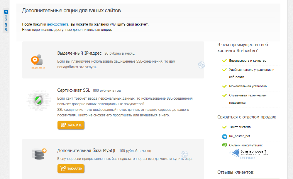 Скриншот (снимок экрана) Ru-hoster