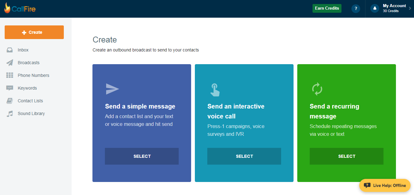 Скриншот (снимок экрана) CallFire