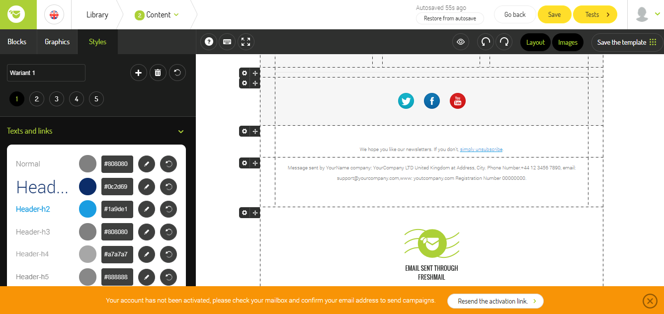 Скриншот (снимок экрана) FreshMail