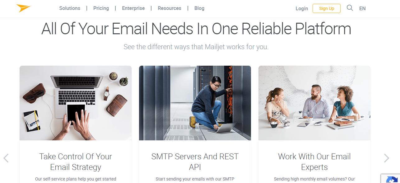 Скриншот (снимок экрана) Mailjet