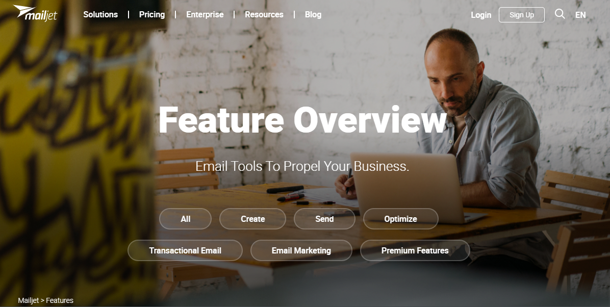 Скриншот (снимок экрана) Mailjet