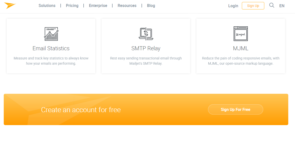 Скриншот (снимок экрана) Mailjet