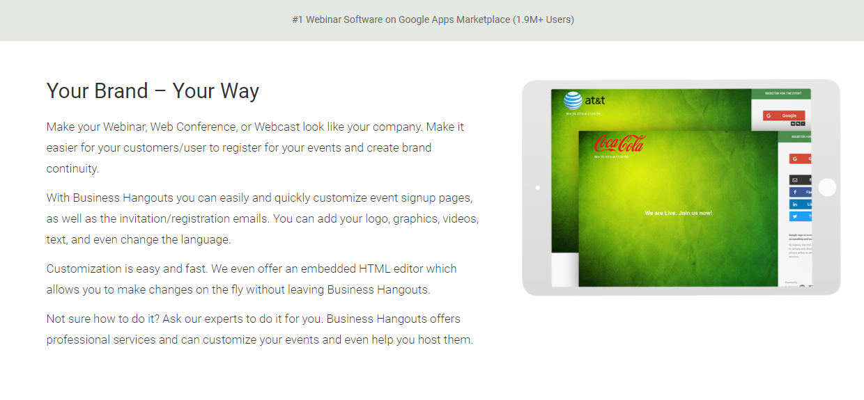 Скриншот (снимок экрана) Business Hangouts