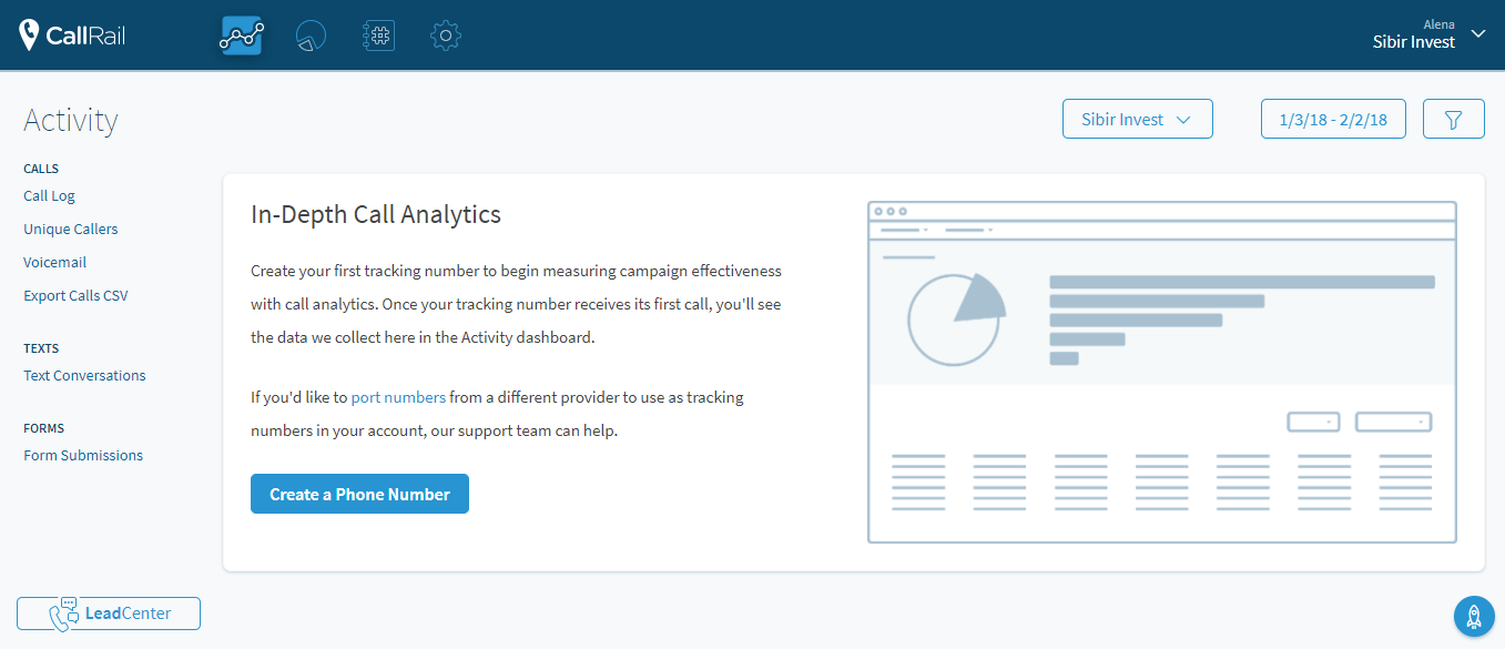 Скриншот (снимок экрана) CallRail