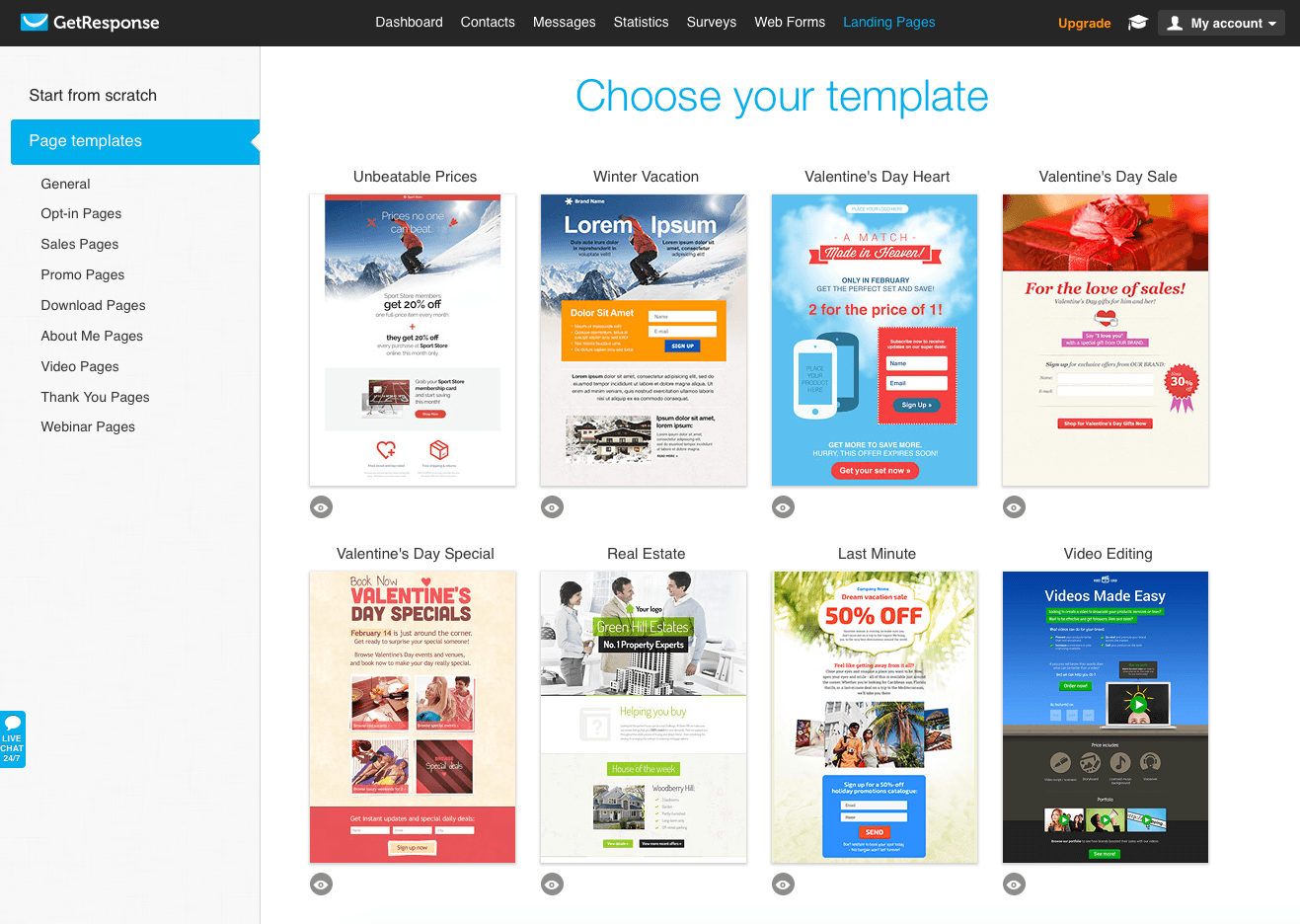 Скриншот (снимок экрана) Getresponse