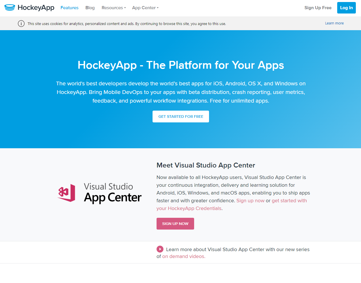 Скриншот (снимок экрана) HockeyApp