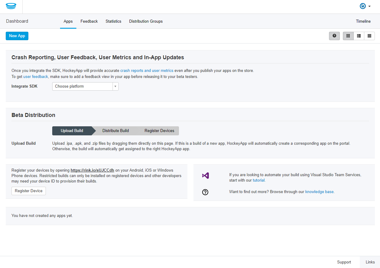 Скриншот (снимок экрана) HockeyApp