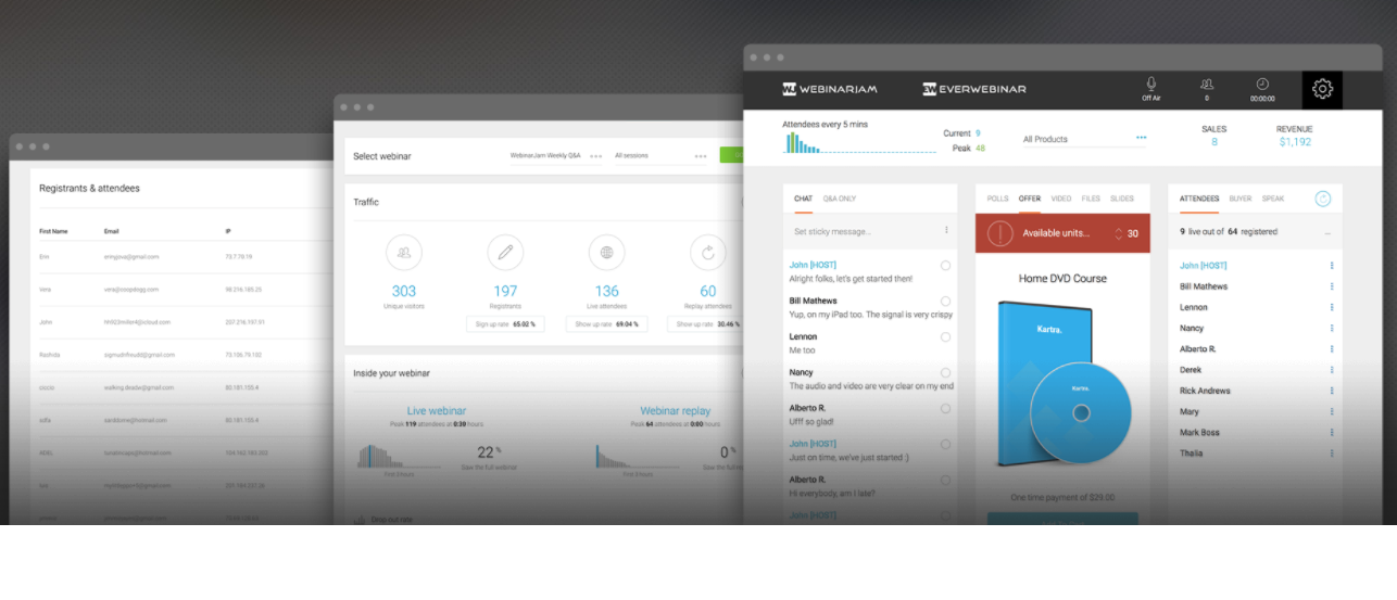 Скриншот (снимок экрана) WebinarJam