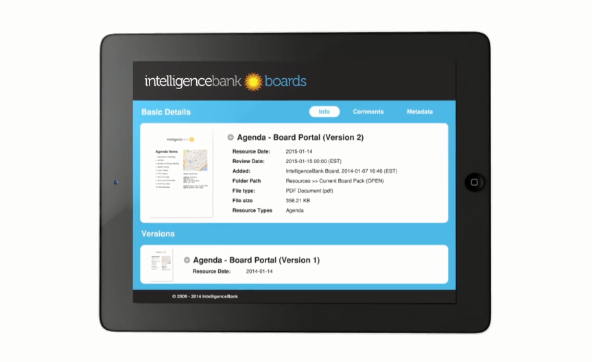 Скриншот (снимок экрана) IntelligenceBank Boards