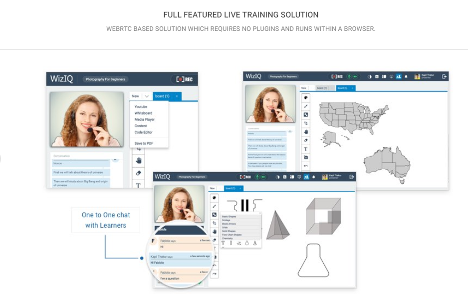 Скриншот (снимок экрана) WizIQ Virtual Classroom