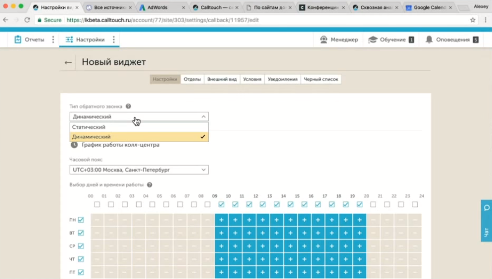 Скриншот (снимок экрана) Calltouch
