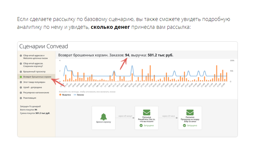 Скриншот (снимок экрана) Convead