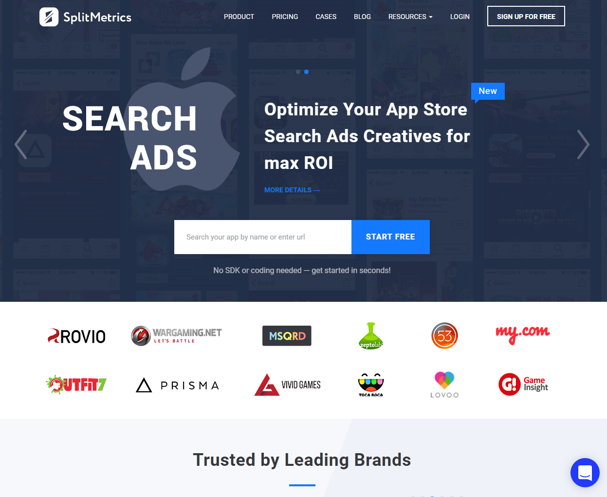 Скриншот (снимок экрана) SplitMetrics