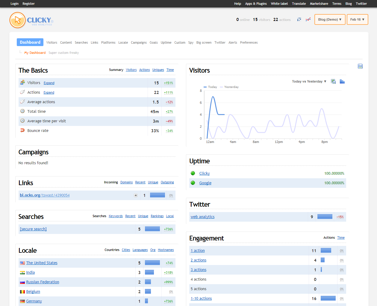 Скриншот (снимок экрана) Clicky