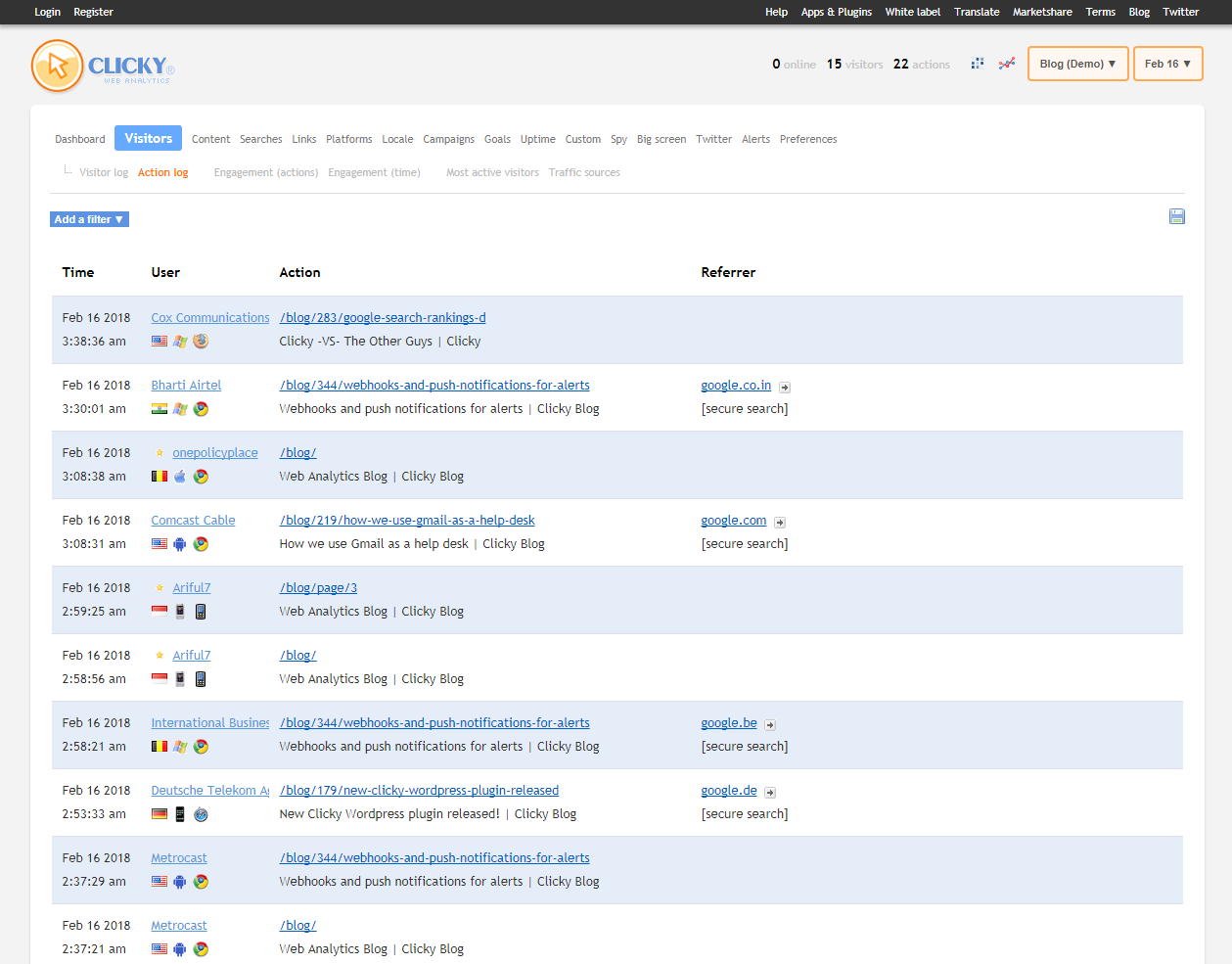 Скриншот (снимок экрана) Clicky
