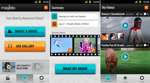 Скриншот (снимок экрана) Magisto