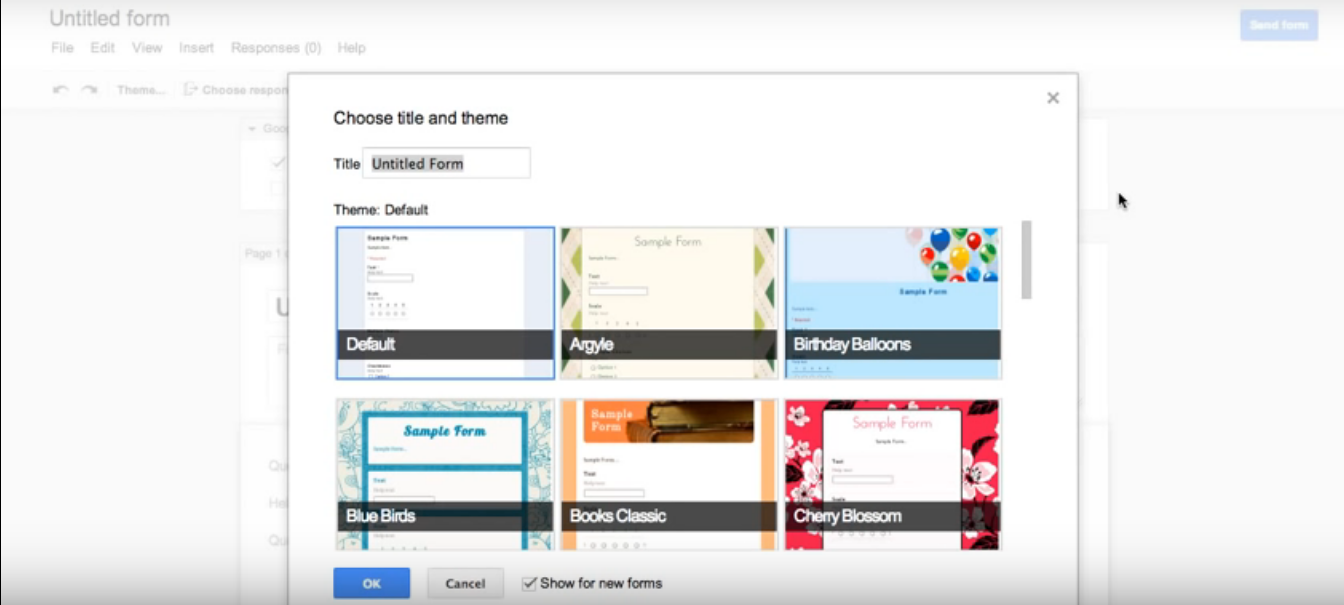 Скриншот (снимок экрана) Google Forms