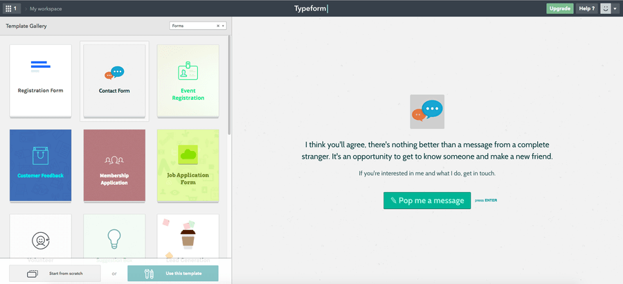 Скриншот (снимок экрана) Typeform