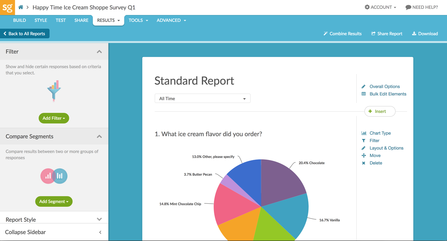 Скриншот (снимок экрана) Surveygizmo