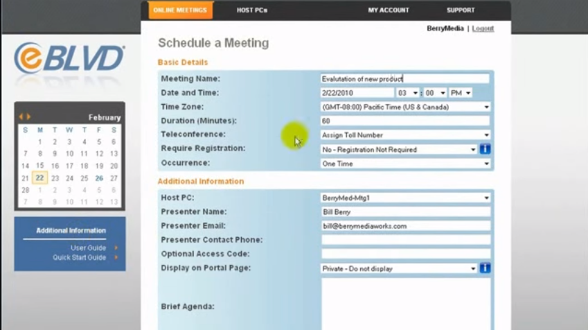 Скриншот (снимок экрана) eBLVD Online Meetings
