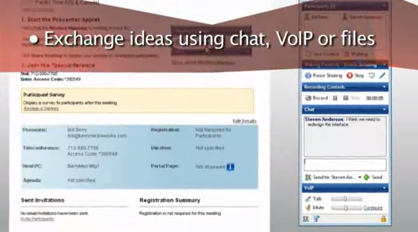 Скриншот (снимок экрана) eBLVD Online Meetings