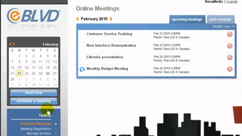Скриншот (снимок экрана) eBLVD Online Meetings