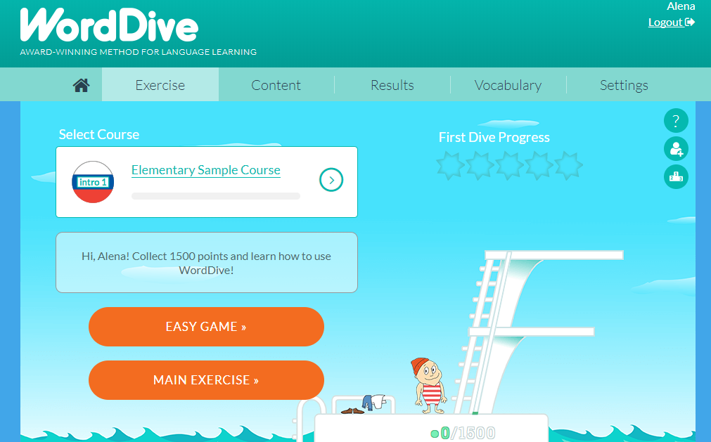 Скриншот (снимок экрана) WordDive