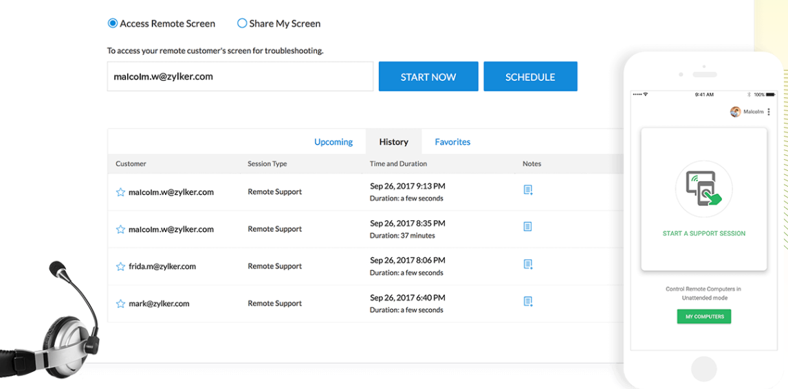 Скриншот (снимок экрана) Zoho Assist