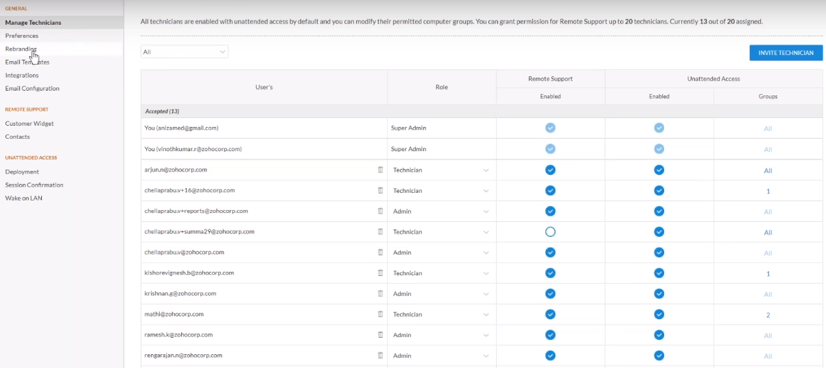 Скриншот (снимок экрана) Zoho Assist