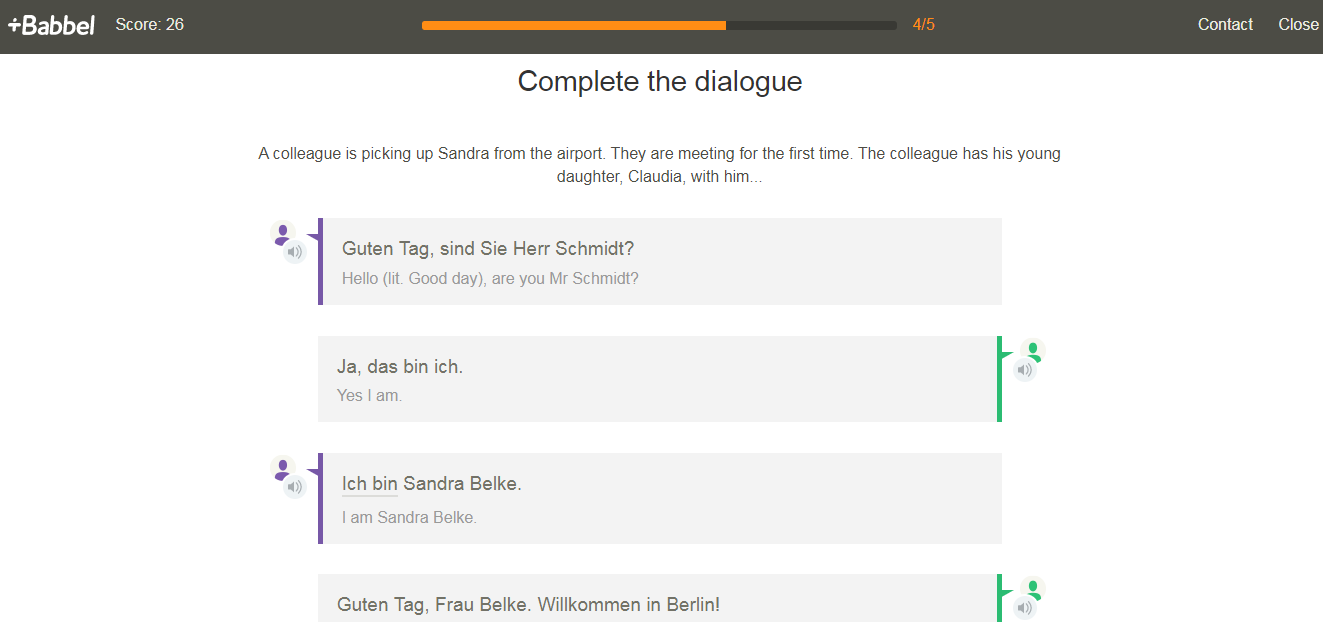 Скриншот (снимок экрана) Babbel