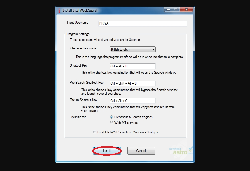 Скриншот (снимок экрана) IntelliWebSearch