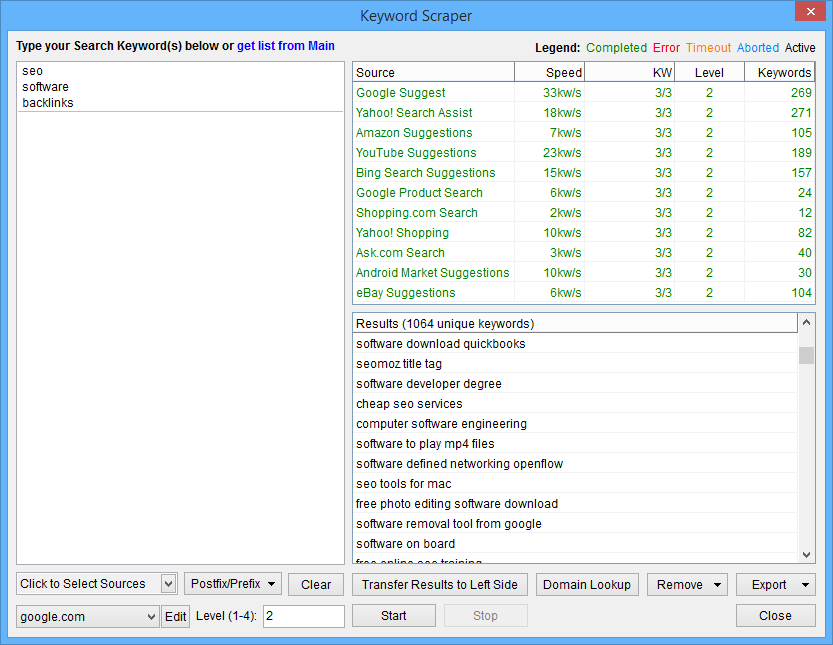 Скриншот (снимок экрана) ScrapeBox