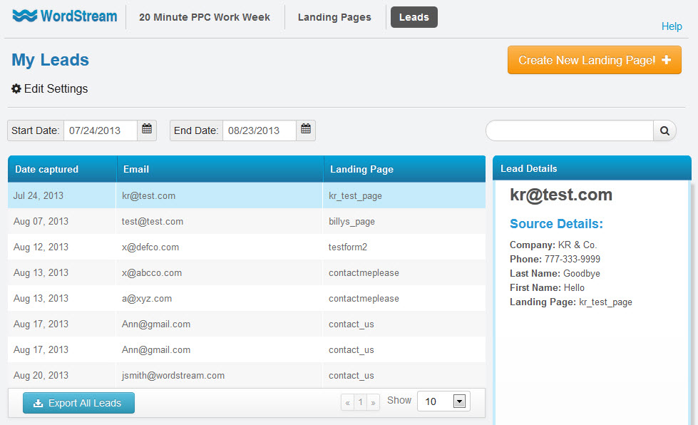 Скриншот (снимок экрана) WordStream