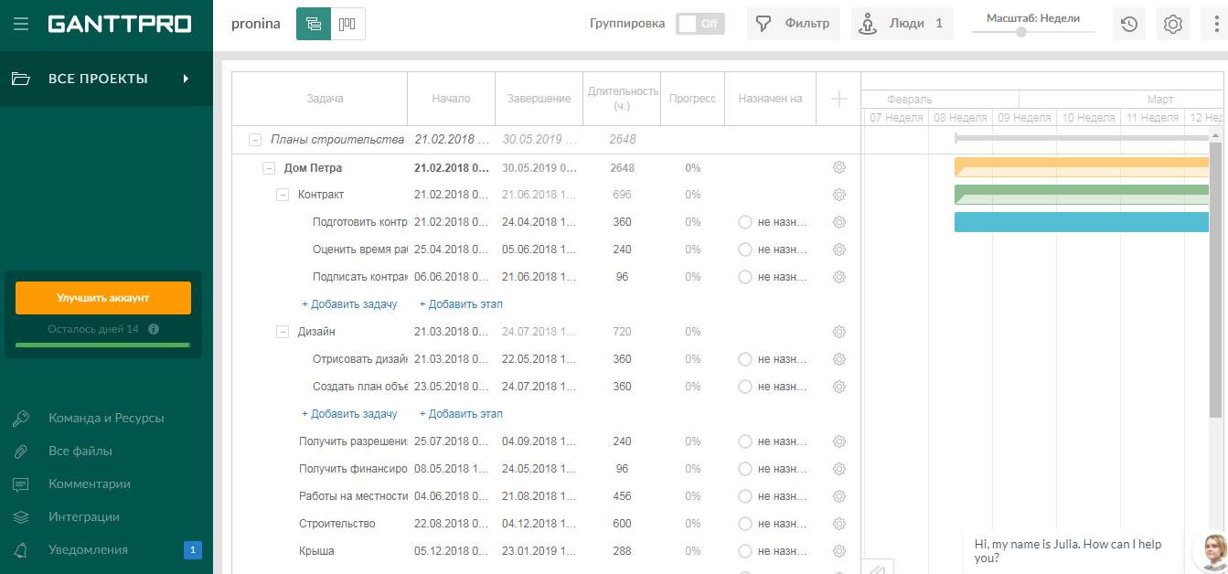 Скриншот (снимок экрана) GanttPRO